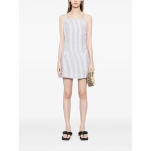 Reformation Phillipa White and Blue Linen Stripe-Print Mini Dress Size 2